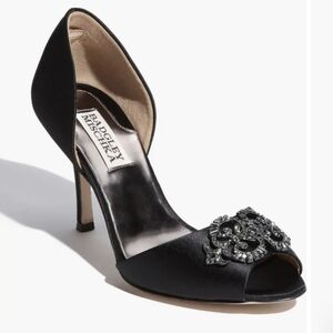 Badgley Mischka 'Salsa' Pump  rhinestone tops Black NIB Size 6